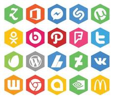 Paquete de 20 íconos de redes sociales que incluye anuncios vk foursquare adsense wordpress vector