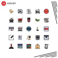 25 User Interface Filled line Flat Color Pack of modern Signs and Symbols of password office disease living increase Editable Vector Design Elements