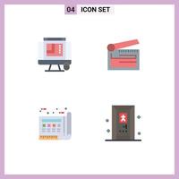 Pack of 4 Modern Flat Icons Signs and Symbols for Web Print Media such as css design blue web layout clapboard drawing Editable Vector Design Elements