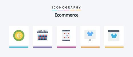 Ecommerce Flat 5 Icon Pack Including shirt. e. code. commerce. smartphone. Creative Icons Design vector