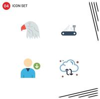 Modern Set of 4 Flat Icons Pictograph of animal down usa multitool user Editable Vector Design Elements