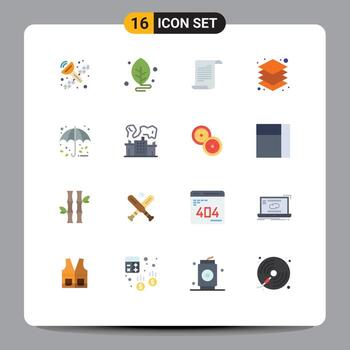 Flat Color Pack of 16 Universal Symbols of rain autumn text design layers Editable Pack of Creative Vector Design Elements