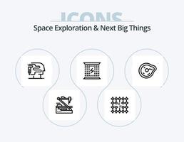 Space Exploration And Next Big Things Line Icon Pack 5 Icon Design. computing. computation. electromagnetic. interface. brain vector