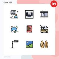 Modern Set of 9 Filledline Flat Colors Pictograph of edict constitution video codex direction Editable Vector Design Elements