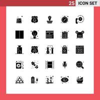 25 Thematic Vector Solid Glyphs and Editable Symbols of communication call cobra watch stop watch Editable Vector Design Elements