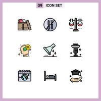 9 Creative Icons Modern Signs and Symbols of mind head forbidden communication test flask Editable Vector Design Elements