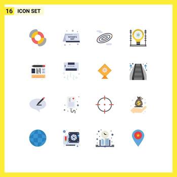 User Interface Pack of 16 Basic Flat Colors of layout creative science power engineering Editable Pack of Creative Vector Design Elements