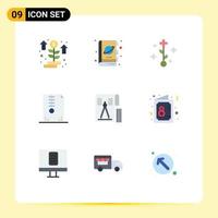 Set of 9 Modern UI Icons Symbols Signs for compass design space compressed archive Editable Vector Design Elements