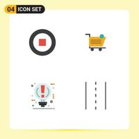 4 Creative Icons Modern Signs and Symbols of basic idea cart item power Editable Vector Design Elements