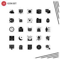 Set of 25 Commercial Solid Glyphs pack for shipping commerce presentation check time Editable Vector Design Elements