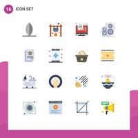 Modern Set of 16 Flat Colors Pictograph of studio monitor chart hifi success Editable Pack of Creative Vector Design Elements