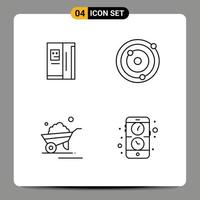 Modern Set of 4 Filledline Flat Colors and symbols such as fridge trolley freezer planets wheelbarrow Editable Vector Design Elements