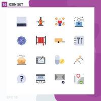 16 Universal Flat Color Signs Symbols of connectivity computing buyer person key Editable Pack of Creative Vector Design Elements