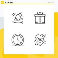 Mobile Interface Line Set of 4 Pictograms of drop web gift media next Editable Vector Design Elements