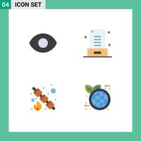 User Interface Pack of 4 Basic Flat Icons of eye sweet letter marshmallow green earth Editable Vector Design Elements