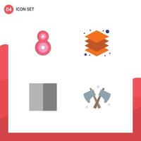 Pack of 4 creative Flat Icons of eight axe layer design weapon Editable Vector Design Elements