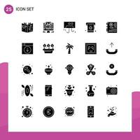 Universal Icon Symbols Group of 25 Modern Solid Glyphs of main list condition contact phone Editable Vector Design Elements