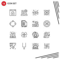 Universal Icon Symbols Group of 16 Modern Outlines of path profit development money anaphylaxis Editable Vector Design Elements