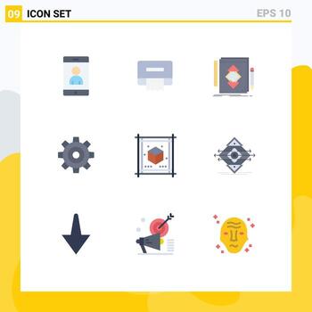 conjunto moderno de 9 colores planos pictograma del documento configuración de identidad universal elementos de diseño vectorial editables generales vector