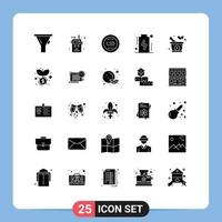 User Interface Pack of 25 Basic Solid Glyphs of medicine level linking devices battery Editable Vector Design Elements