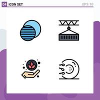 Set of 4 Modern UI Icons Symbols Signs for eclipse plant sun logistic lotus Editable Vector Design Elements