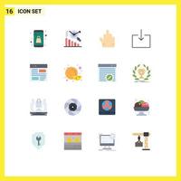 Pictogram Set of 16 Simple Flat Colors of page development hand design import Editable Pack of Creative Vector Design Elements