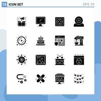 User Interface Pack of 16 Basic Solid Glyphs of hardware devices pc computers power supply Editable Vector Design Elements