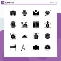 User Interface Pack of 16 Basic Solid Glyphs of city calculation cancel bill premium Editable Vector Design Elements
