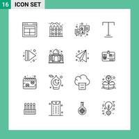 Universal Icon Symbols Group of 16 Modern Outlines of multimedia arrow answer underline font Editable Vector Design Elements