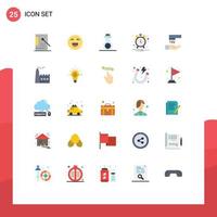 Mobile Interface Flat Color Set of 25 Pictograms of cleaning hand wash happy notification alarm Editable Vector Design Elements