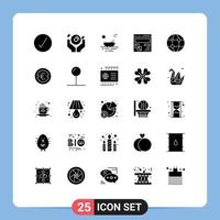 Pictogram Set of 25 Simple Solid Glyphs of page develop party browser river Editable Vector Design Elements