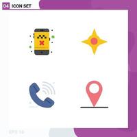 Group of 4 Modern Flat Icons Set for cab elearning transport way online Editable Vector Design Elements