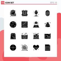 Group of 16 Solid Glyphs Signs and Symbols for scanner recognition hobby identity treat Editable Vector Design Elements