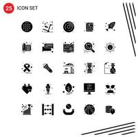 Set of 25 Modern UI Icons Symbols Signs for study education love e learning hobby Editable Vector Design Elements