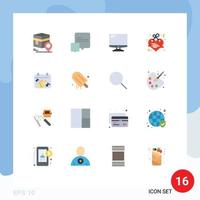 User Interface Pack of 16 Basic Flat Colors of calendar letter computer heart pc Editable Pack of Creative Vector Design Elements