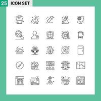grupo universal de símbolos de icono de 25 líneas modernas de laberinto cerebral petardo material escolar mubarak elementos de diseño vectorial editables vector