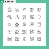 Universal Icon Symbols Group of 25 Modern Lines of brain labyrinth firecracker school supplies mubarak Editable Vector Design Elements