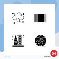4 User Interface Solid Glyph Pack of modern Signs and Symbols of cloud rocket arrow thumbnails space Editable Vector Design Elements
