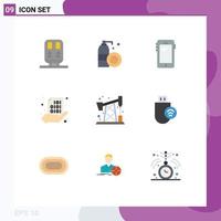 Pack of 9 creative Flat Colors of coding share phone binary samsung Editable Vector Design Elements