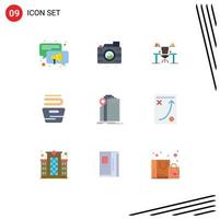 Universal Icon Symbols Group of 9 Modern Flat Colors of washing clothes business cleaning office Editable Vector Design Elements