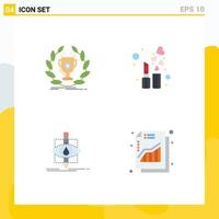 Group of 4 Modern Flat Icons Set for award ecology reward cosmetic pollution Editable Vector Design Elements