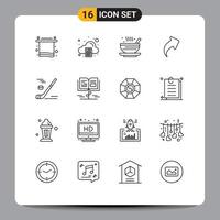 Pack of 16 creative Outlines of hockey direction soup up qehwa Editable Vector Design Elements