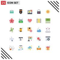 User Interface Pack of 25 Basic Flat Colors of money gear advertising security unlock Editable Vector Design Elements