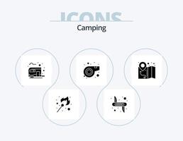 Camping Glyph Icon Pack 5 Icon Design. gps. sport. safety. referee. camping vector