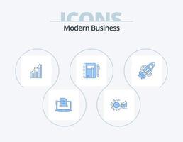 Modern Business Blue Icon Pack 5 Icon Design. diagram. analytics. analytics. graph. time vector
