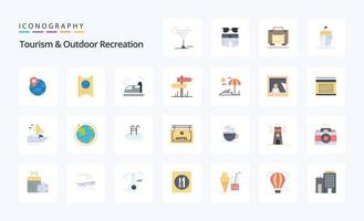 25 Tourism And Outdoor Recreation Flat color icon pack vector