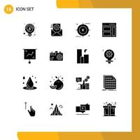 Set of 16 Modern UI Icons Symbols Signs for user right engine interface search Editable Vector Design Elements