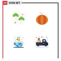 Mobile Interface Flat Icon Set of 4 Pictograms of clover carrier patrick earth van Editable Vector Design Elements