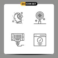 Universal Icon Symbols Group of 4 Modern Filledline Flat Colors of brain machine protect research scan Editable Vector Design Elements