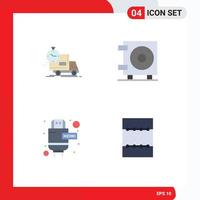 Group of 4 Modern Flat Icons Set for delivery extension transport money layout Editable Vector Design Elements